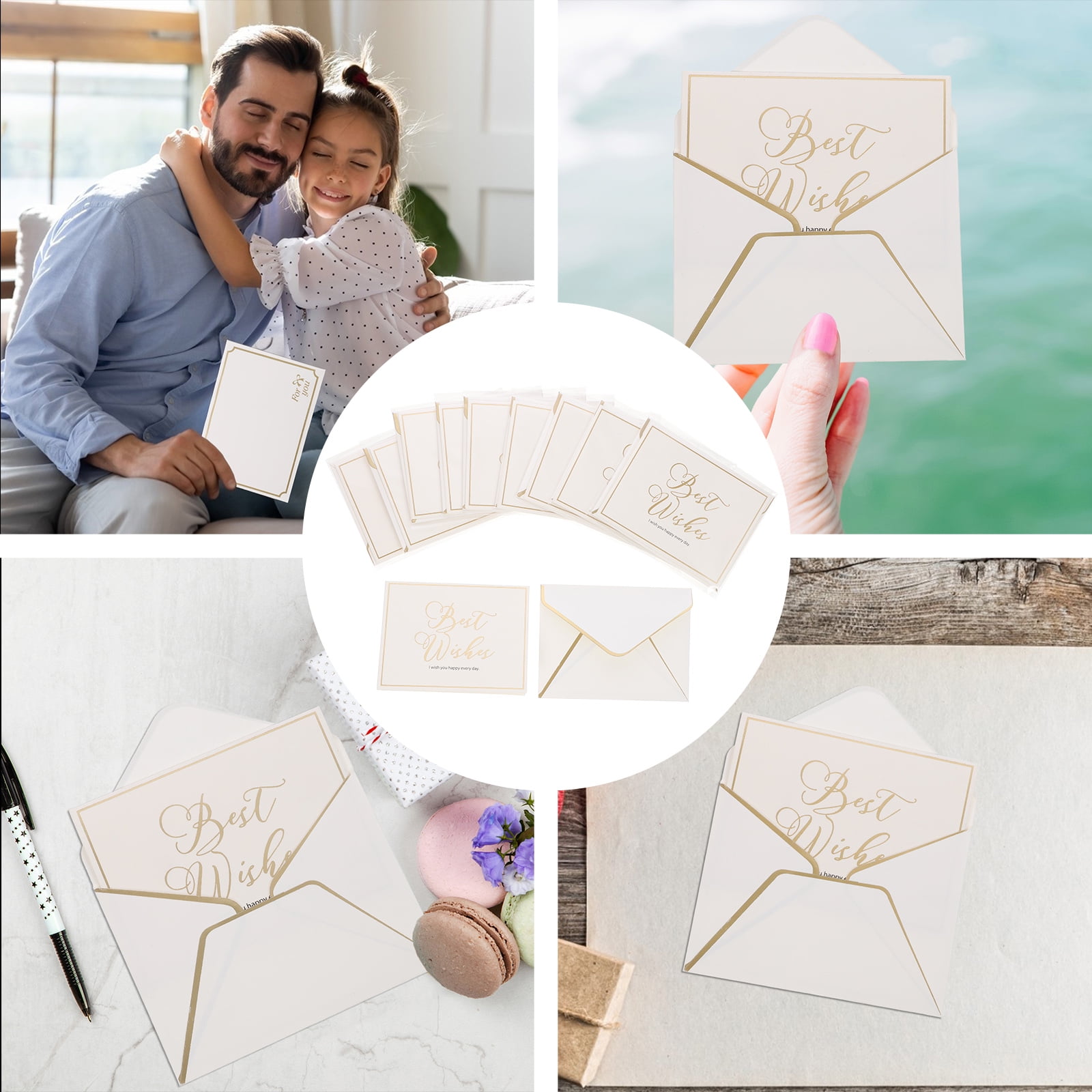 Best Wishes Greeting Cards with Envelopes Blank Blessing Note Cards for Family and Friends Multi 10pcs