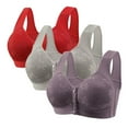thumbnail image 4 of Sakmal Lace Bras Women Bralette Front Closure Jelly Everyday Gray 3-Pack Comfortable Ladies Bras XS, 4 of 4