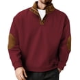 thumbnail image 4 of Curuila Mens Sweatshirt Button Down Long Sleeve Solid Color Stand Collar Pullover Sweatshirts Loose Fit Fashion Pullover Tops Size L, 4 of 4