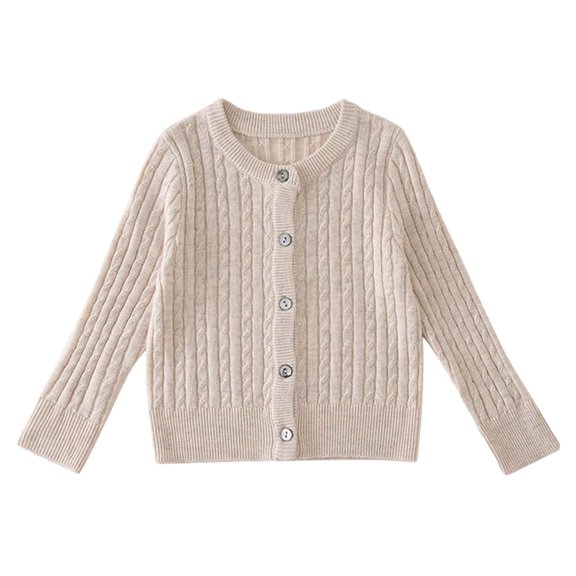 OJSFQUFP Kids Knit Cardigan Toddler Boys Girls Crew Neck Button Down Long Sleeve Knitted Sweater Jacket Fall Winter