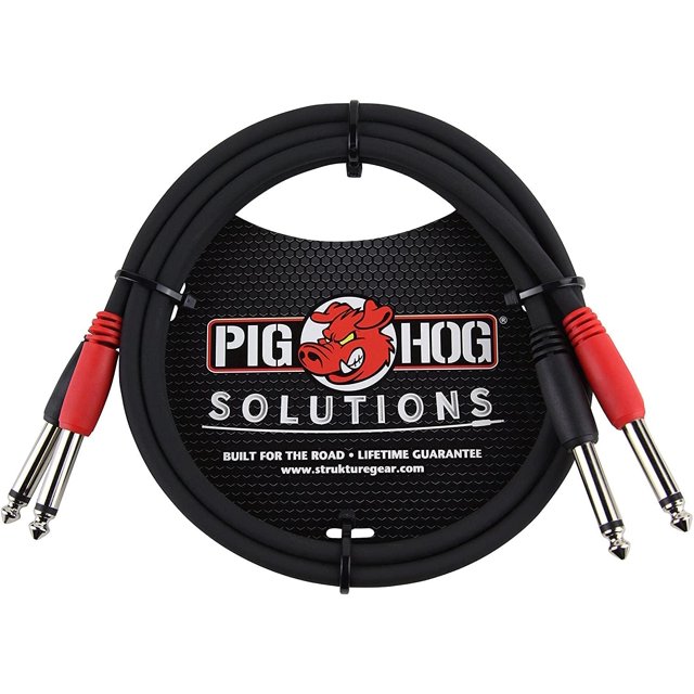 Cable Doble Mono de 1/4 Pulgadas Pig Hog PD-21403 Negro 91.4 cm 3 ft