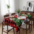 thumbnail image 6 of Red Plaid Christmas Table Cloth Waterproof Tablecloths, Gnomes Xmas Tree Snowflake Winter Tablecloth Dining Table Cover for Kitchen Party Tabletop Outdoor, Rectangle Tablecloth 60x102 Inch, 6 of 9