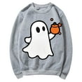 thumbnail image 4 of Jsaierl Womens Halloween Sweatshirts Spooky Pumpkin Ghost Graphic Sweatshirt Stretch Crewneck T-shirt Long Sleeve Tunic Pullover Tops Halloween Gifts, 4 of 5
