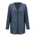 thumbnail image 5 of Dasayo Womens Tops Trendy Blue Open Front Long Sleeve Lightweight Pocket Dressy Cardigans Women's Sweatshirt Tops XXL, 5 of 6