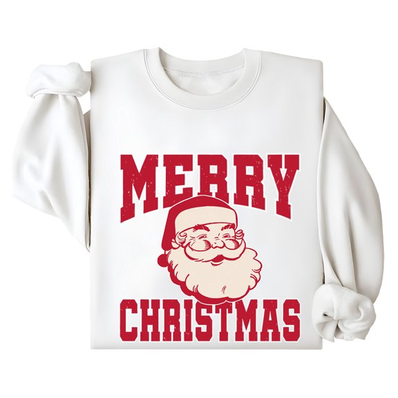 Merry Christmas Santa Sweetshirt Vintage Santa Christmas Sweatshirt Xmas Holiday Retro Long Sleeve Shirts