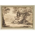 thumbnail image 2 of Paul van Somer 18x14 Gold Ornate Wood Frame and Double Matted Museum Art Print Titled - Woman with Two Dogs Seated in a Landscape (17th&nbsp;Century), 2 of 4
