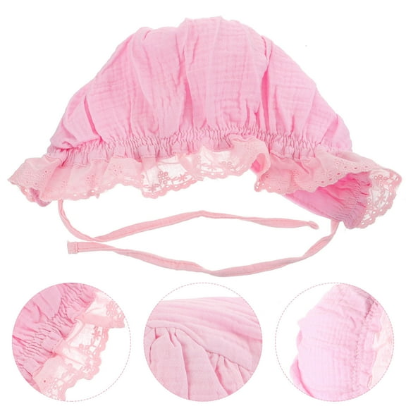 IBASETOY 1Pc Toddlers Sun Protection Hat Pink Cotton Bonnet Adjustable Comfortable Cap