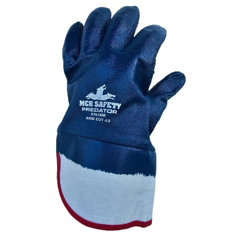 MCR Safety Predator Nitrile Coated Gloves - Rough Finish, Large, Blue (Pack Of 12)