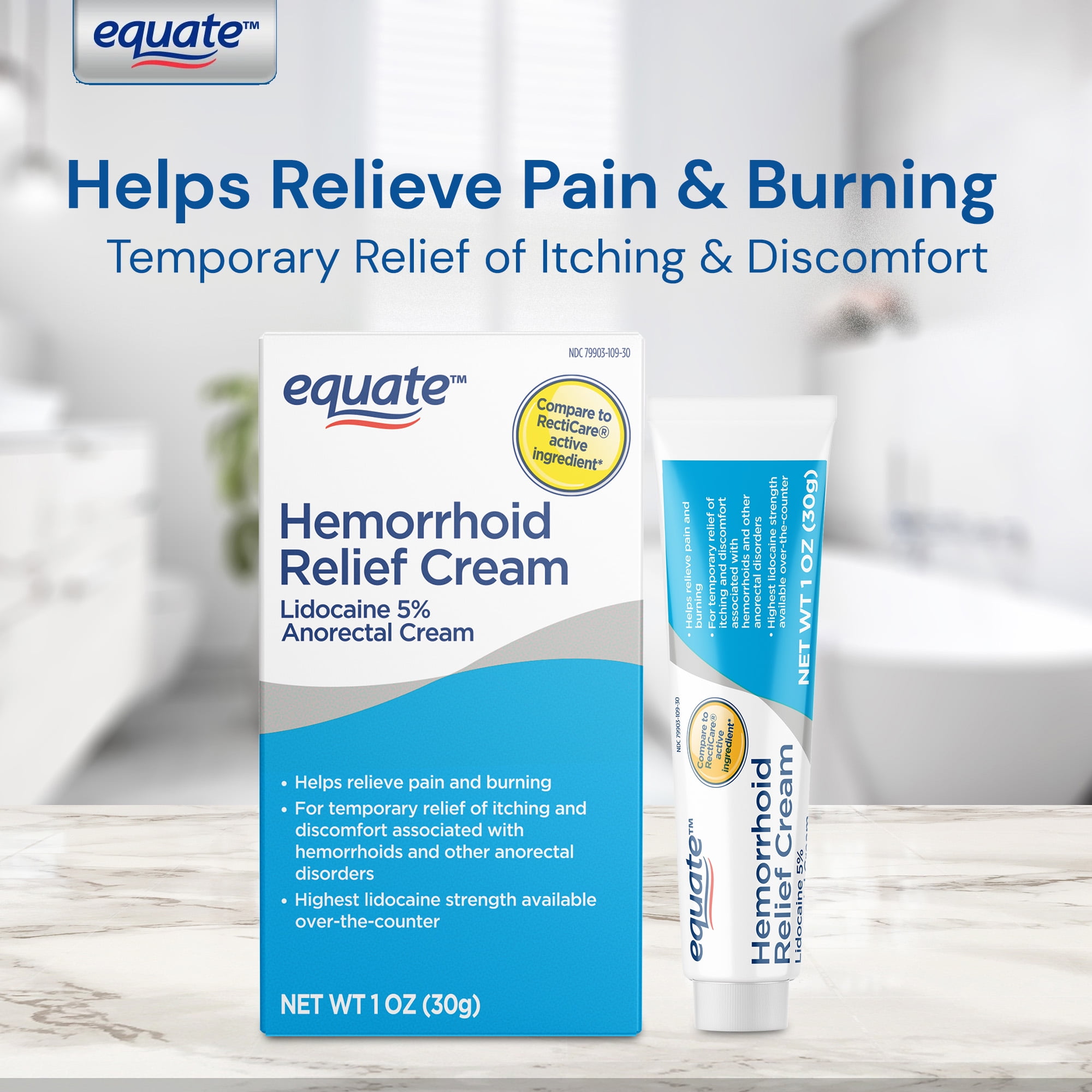 Equate Hemorrhoid Relief Cream with 5% Lidocaine Topical Ointment