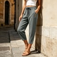 thumbnail image 5 of Nolissa Women's Elastic Waist Capri Pants Casual Loose Cropped Trousers with Pockets, 5 of 7