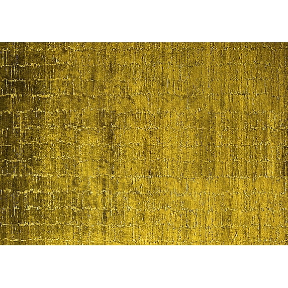 Ahgly Company Indoor Rectangle Solid Yellow Modern Area Rugs, 7' x 10'