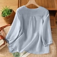thumbnail image 5 of Women's Cotton Linen Embroidered V Neck Short Sleeve T Shirt Loose Summer, 5 of 5