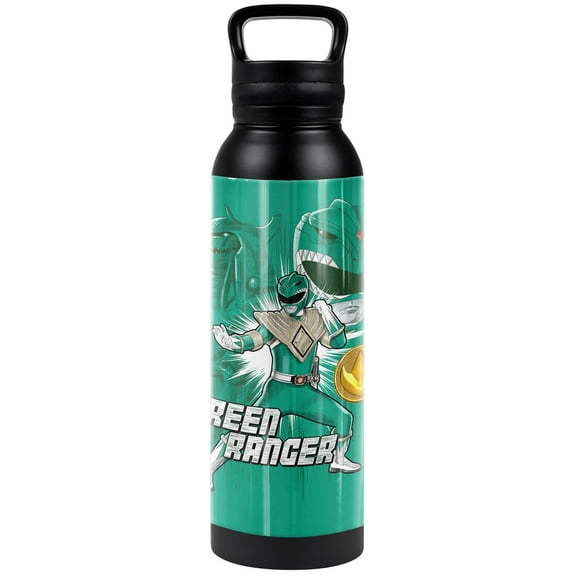 Power Rangers Official Green Ranger 24 oz Insulated Canteen Water Bottle, Leak Resistant, Vacuum Insulated Stainless Steel with Loop Cap