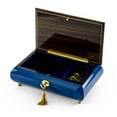 thumbnail image 2 of Radiant 30 Note Royal Blue Floral Inlay Musical Jewelry Box with Lock and Key - Tristesse, 2 of 2