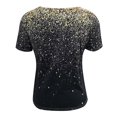thumbnail image 4 of Outfmvch T-Shirts pour Femmes T-Shirt Décontracté Manches Courtes Col à Revers Imprimé Paillettes Ample Rond Hauts Multicolores, 4 of 6