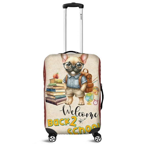 Welcome French Bulldog Back to School Vintage Retro Travel Luggage Cover Dog Lover Gifts Suitcase Dust Protective Decor - 02012