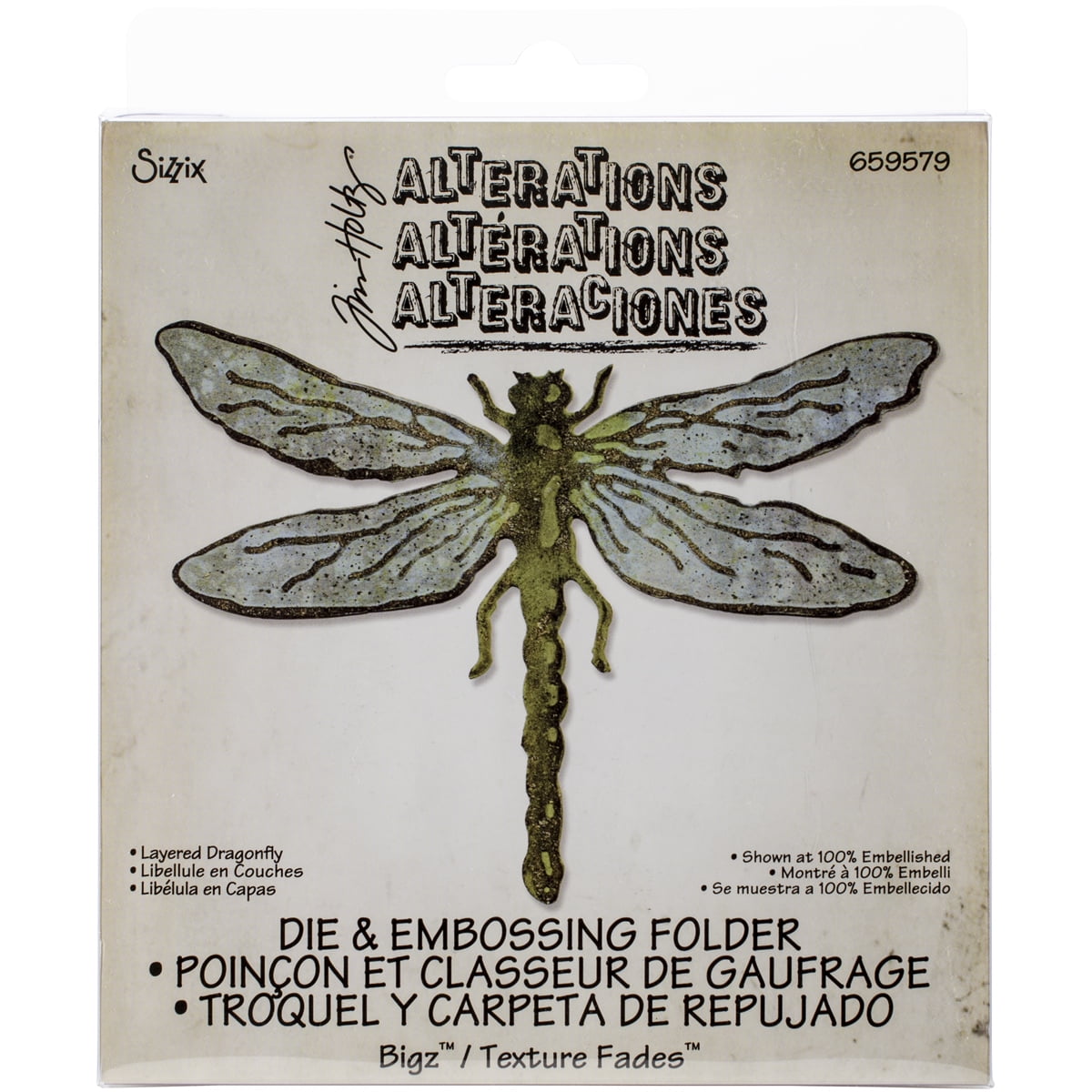 Sizzix Bigz Die W/A2 Texture Fades Folder By Tim HoltzLayered