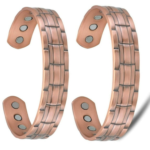 Wollet Copper Magnetic Bracelets Men, Set of 2, Classic Copper Bracelets
