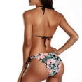 thumbnail image 4 of Traje de baño de bikini dividido sexy sin espalda con cordones y cuello halter estampado multicolor, 4 of 7