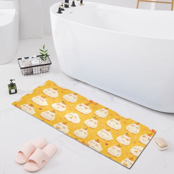 Dailycode Lovely Capybara and Orange Bathroom Rugs Non Slip Absorbent Soft Plush Quick Dry Bath Mat, 39"x20"