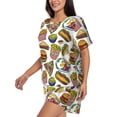 thumbnail image 2 of Fuzoiu Hot Dog With One Sausage Print Women's Short-Sleeved Pajama Set,Lounge Sleepwear Set,Womens Pajama Sets 2 Piece,Button-Up Top and Shorts with Pockets-XX-Large, 2 of 7