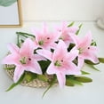 thumbnail image 6 of Viworld Artificial Tiger Lily 5Pcs Latex Fake Flowers Real Touch Bouquet For Wedding Party Home Office Garden Hotel Decor (Light Pink), 6 of 7