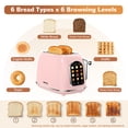 thumbnail image 3 of Mecity Smart Touch Screen Toaster 2 Slice, Retro Wide Slot Stainless Steel Toaster with 6 Browning Levels, Reheat & Defrost, for Bagel, Toast, Bread, Removable Crumb Tray, Pink, 3 of 9