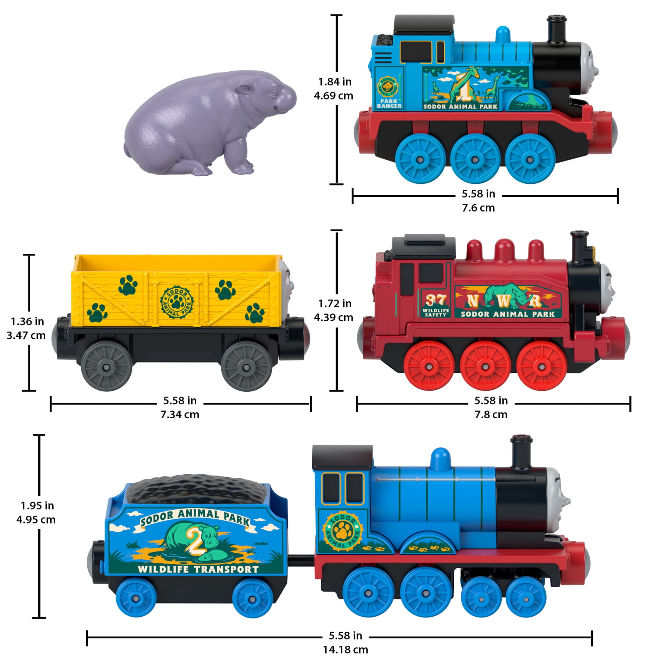 Thomas & Friends by Fisher Price Sodor Animal Park Die-Cast Multipack with Toy Trains & Hippo Toy