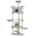thumbnail image 1 of PawHut 79" Large Cat Tree Tower w/ Scratching Posts, Hammock, Light Grey, 1 of 10