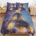 thumbnail image 6 of 3 Pcs Soft Bedding Set, Includes 1 Duvet Cover with Zipper And 2 Pillow,Shams Eiffel Tower Queen(90"×90"), 6 of 8