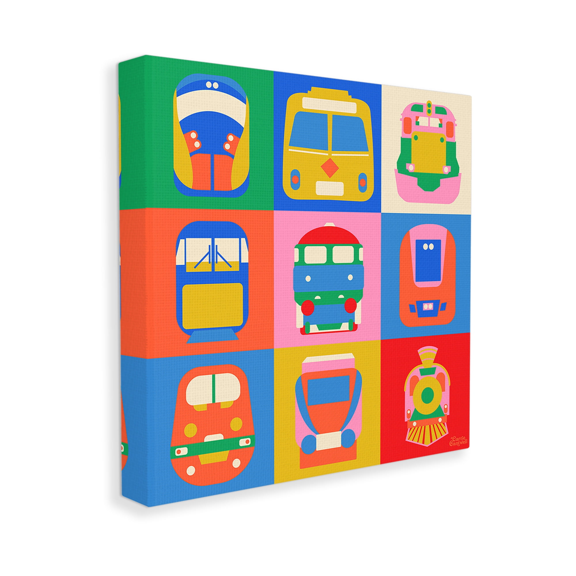 Stupell Industries Various Bold Vehicles Transportation Painting Gallery Wrapped Canvas Art Print Wall Art, 17 x 17