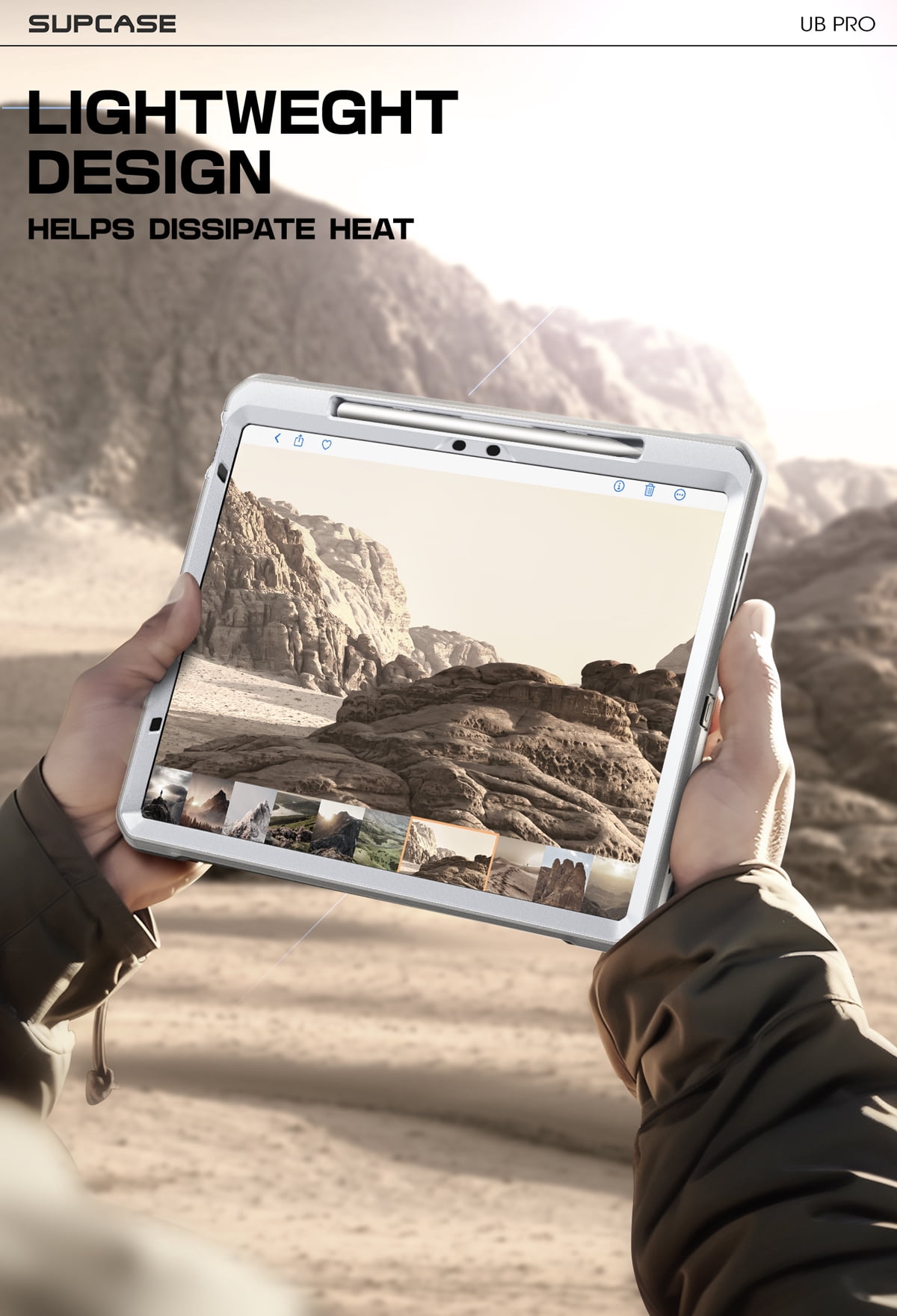 SUPCASE for iPad Air 11 Inch Case 6th Generation M2 2024, [Built-in Screen Protector & Pencil Holder & Stand] Full-Body Rugged Cover for iPad Air 6th/5th/4th Gen (11/10.9 Inch, 2024/2022/2020), White