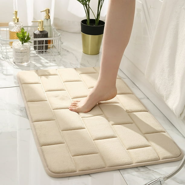 Alfombras de baño de espuma de memoria a rayas gruesas, alfombras de baño suaves absorbentes de terciopelo, fondo antideslizante, alfombra lavable a máquina, decoración de habitación de baño, para lav