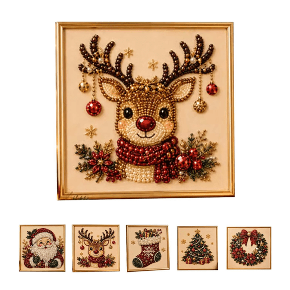 DIY Christmas Pearl Diamond Painting Art Kit, Christmas Craft Kit, DIY Pearl Diamond Painting Kit, Holiday Home Wall Decoration Gift