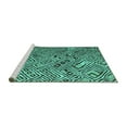 thumbnail image 2 of Ahgly Company Machine Washable Indoor Square Abstract Turquoise Blue Modern Area Rugs, 5' Square, 2 of 4