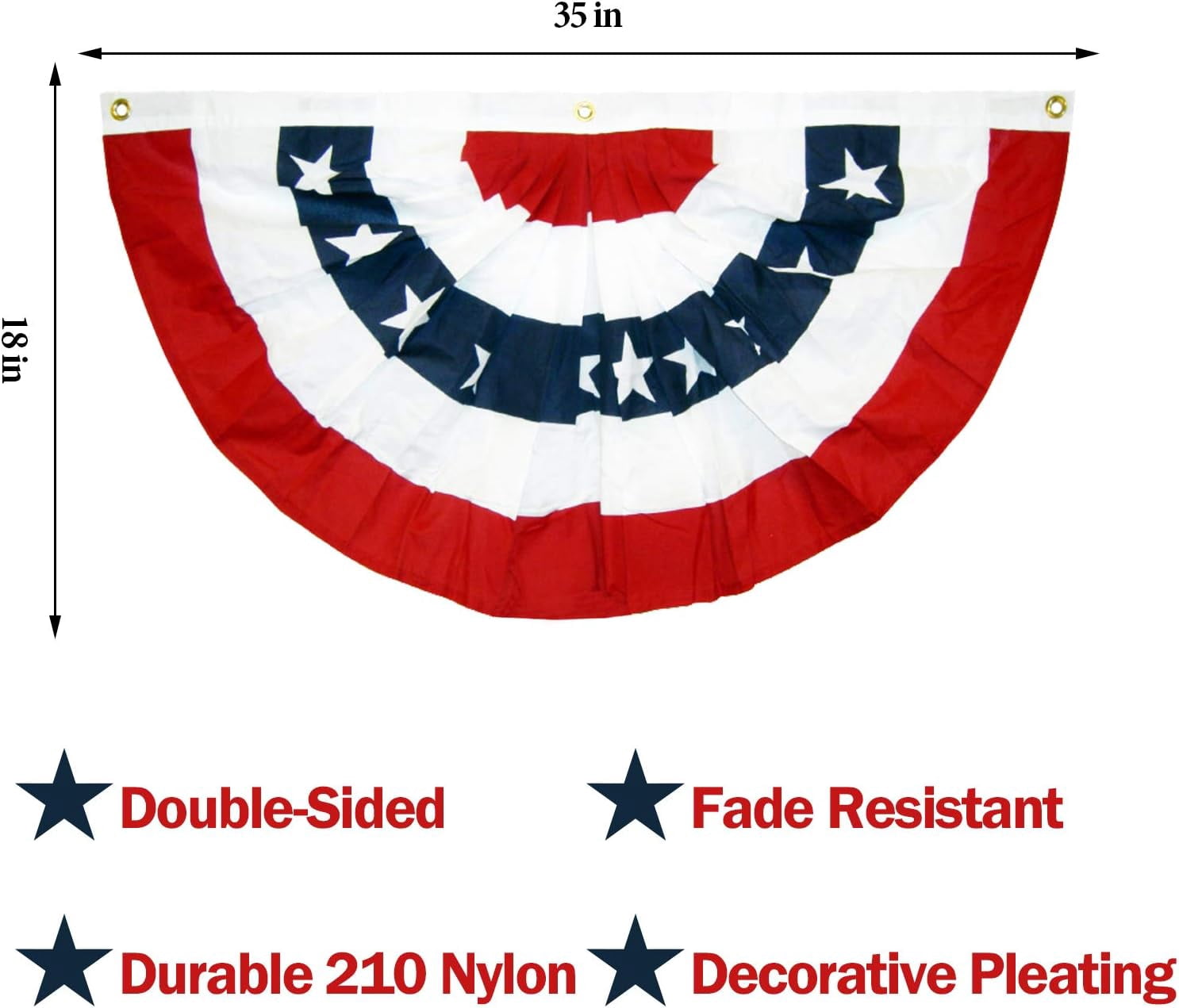 6Pcs USA Pleated Fan Flag Half Fan Banner American Bunting Decoration Memorial Day, Independence Day Memorial Day and Labour Day -18inchx35inch