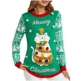 thumbnail image 2 of Aboser Women's Cute Ugly Christmas Sweater Funny Sequined Cat Knitted Tops Trendy Coloured Ribbon Pullover Sweaters with Christmas Balls, 2 of 7