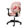 thumbnail image 4 of FKELYI 2 Pcs Office Chair Cover Breathable Stretchable Swivel Computer Chair Slipcover Cherry Floral Cardinal Bird Print Anti-Dust Armchair Protector for Home Office Decor, 4 of 7