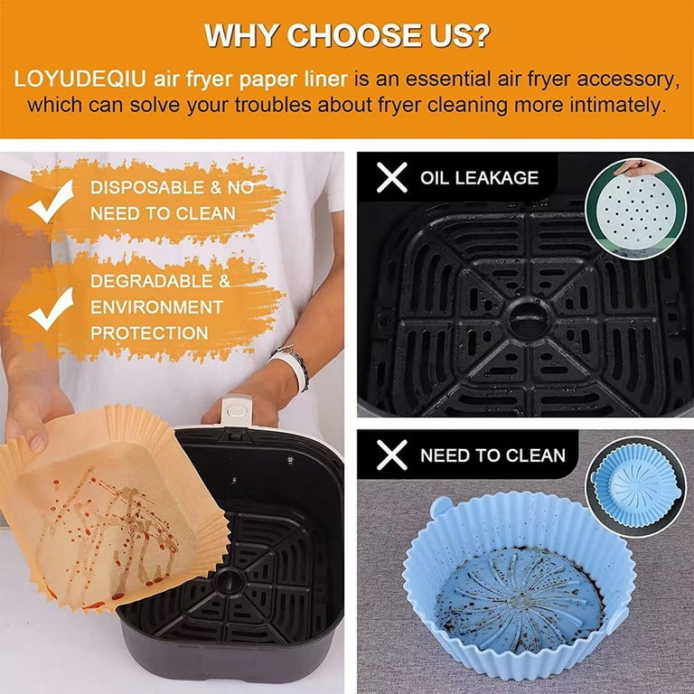 50pcs Air Fryer Parchment Paper Liners Non-Stick Disposable Paper Tray  Barbecue Plate Food Oven Kitchen