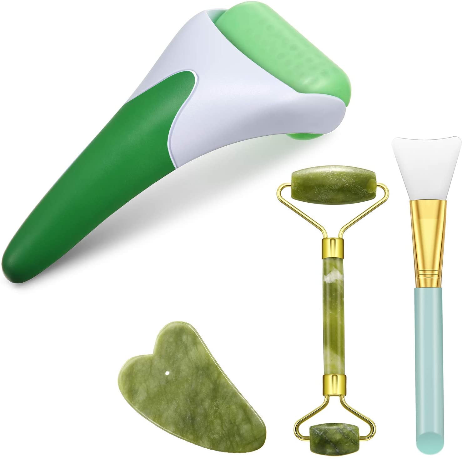 4 Pack Face Roller Set, ABS Wheel Face Roller, Jade Roller Double Sided