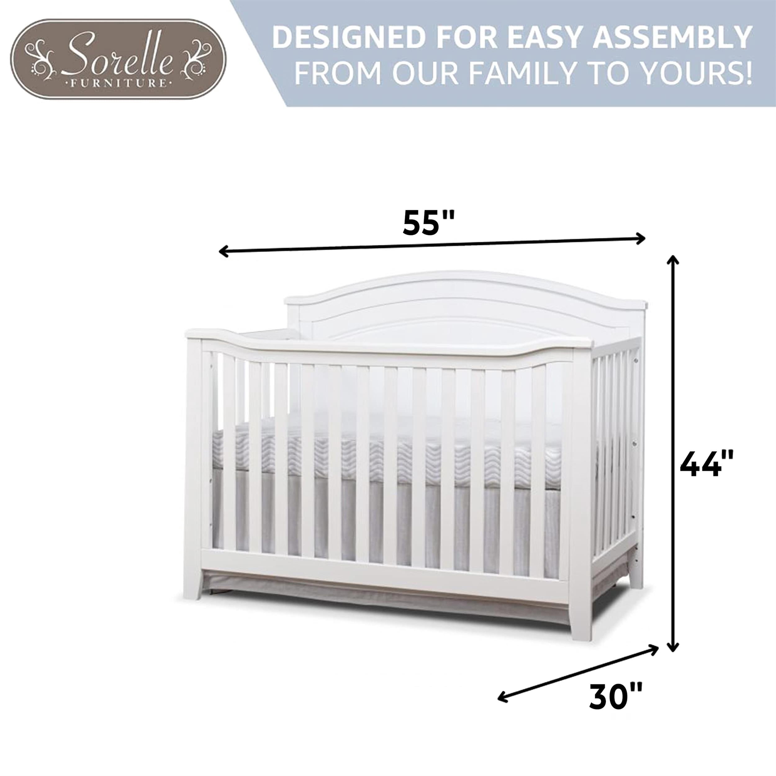 Sorelle Berkley Round Top 4 in 1 Crib - Gray