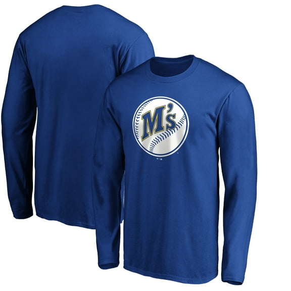 Men's Royal Seattle Mariners Cooperstown Collection Huntington Logo Long Sleeve T-Shirt