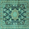 thumbnail image 1 of Ahgly Company Machine Washable Indoor Square Persian Turquoise Blue Traditional Area Rugs, 3' Square, 1 of 4