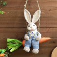 thumbnail image 4 of Easter Straw Bunny Figurine, Straw Rabbit on Carrot Swing, B, 4 of 5