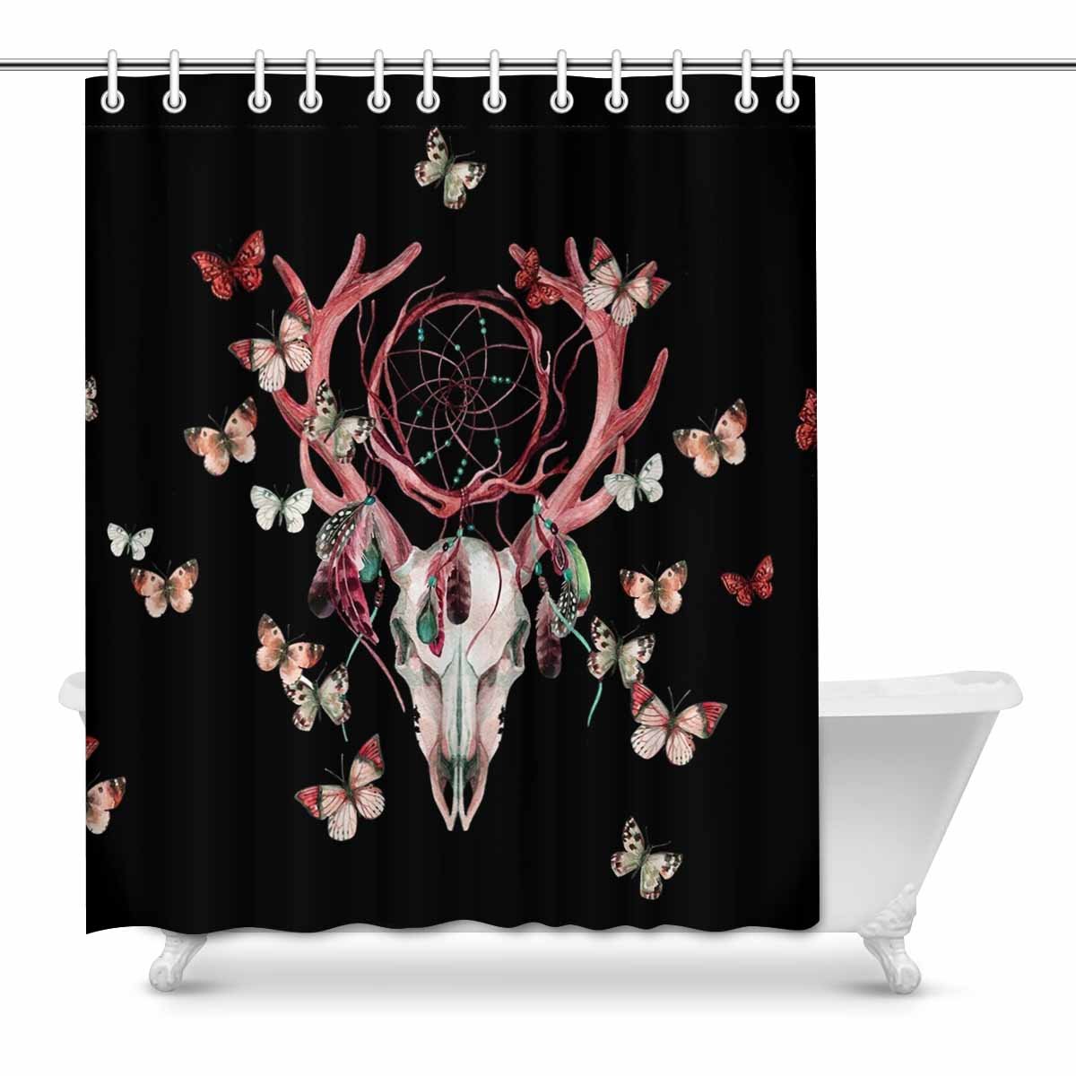 Pop Bohemian Art Deer Skull With Dream Butterfly Bathroom Decor Shower Curtain Set 60x72 Inch Walmart Canada