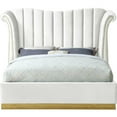 thumbnail image 4 of Meridian Furniture Flora Solid Wood and Velvet Queen Bed in White, 4 of 4