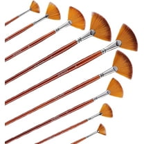 9 Pieces Fan Paint Brushes Set, Happon Professional Artist Fan Brush Paint Brushes with Nylon Hair Long Wood Handle for Acrylic Watercolor Oil Painting