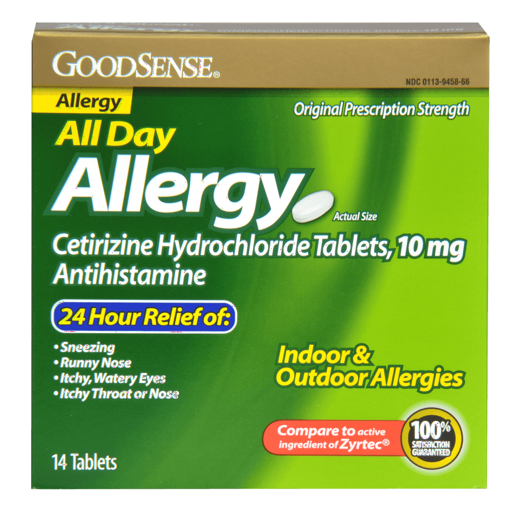 GoodSense All Day Allergy Cetirizine HCl Antihistamine Tablets, 10 mg