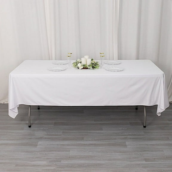 Balsa Circle 60x102 in White Scuba Polyester Rectangle Tablecloth Wedding Party Events Decorations Supplies