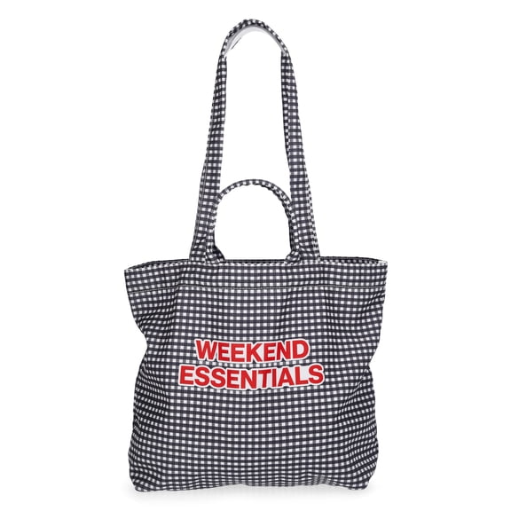 Weekend Academy Girls Gingham Weekend Essentials Tote Bag, Black/White